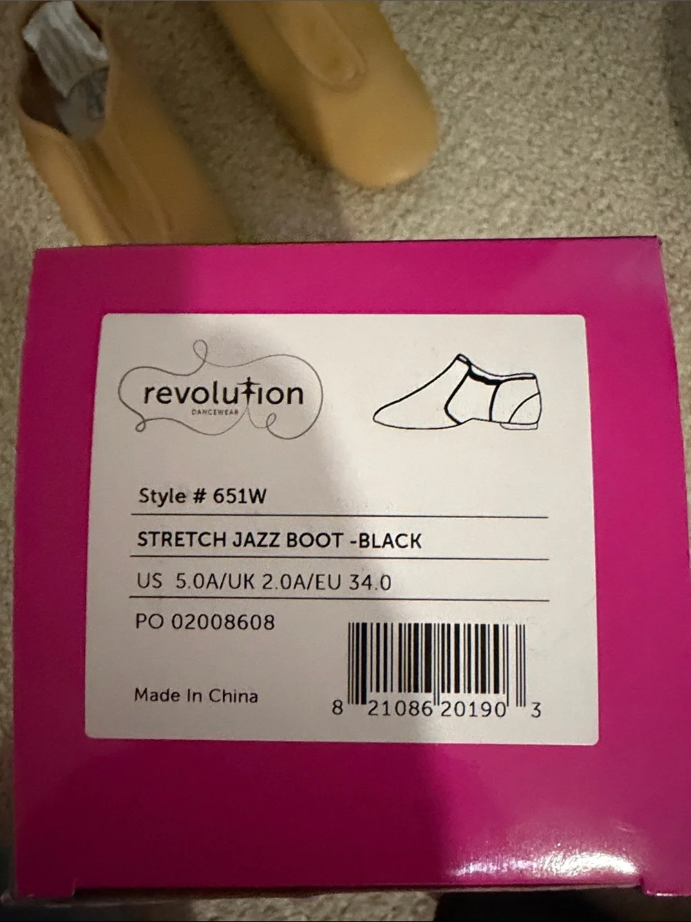 Revolution stretch jazz boot in black. Size 5.0A
